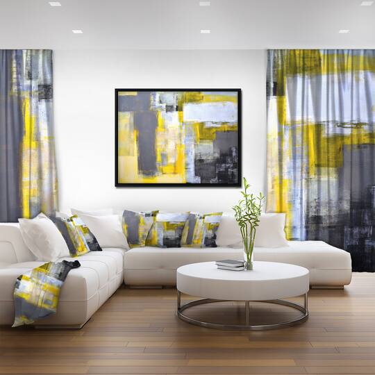 Designart - Grey and Yellow Blur Abstract
